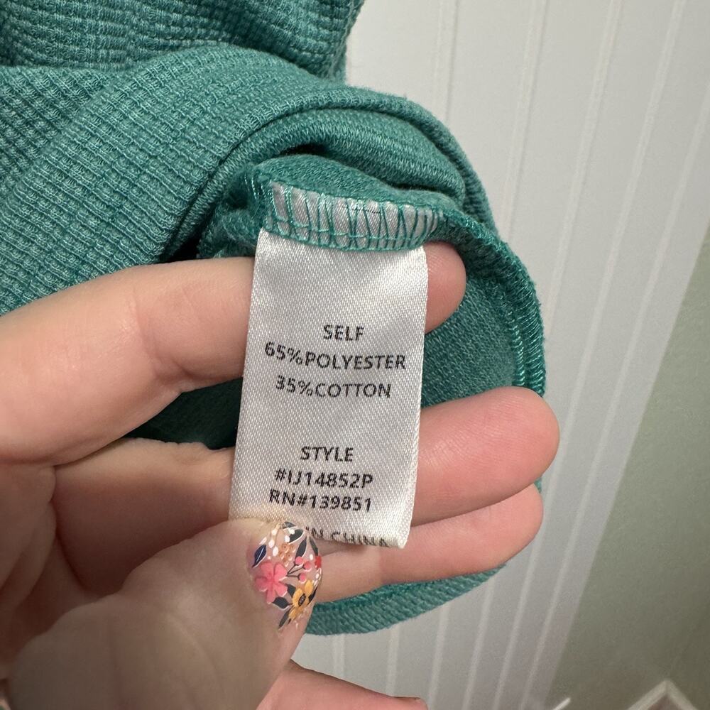 Oddy Green Waffle Knit Shacket Plus Size 2X/3X - Picture 5 of 6